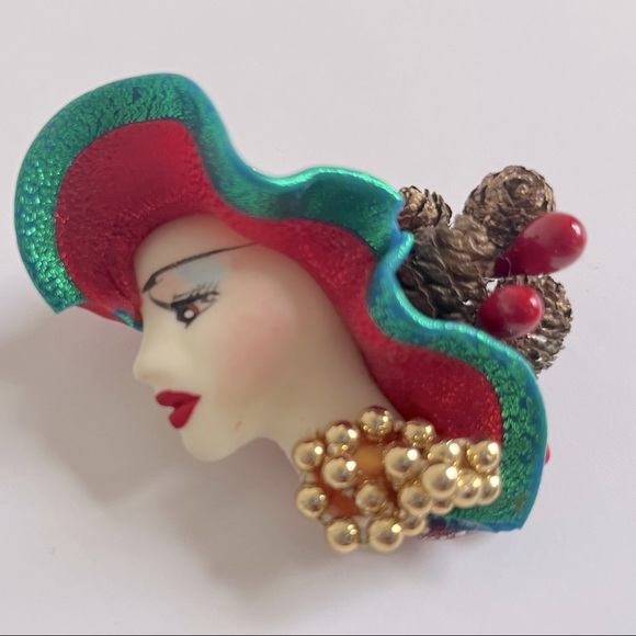 Jewelry Vintage Ceramic Lady Face Brooch Poshmark